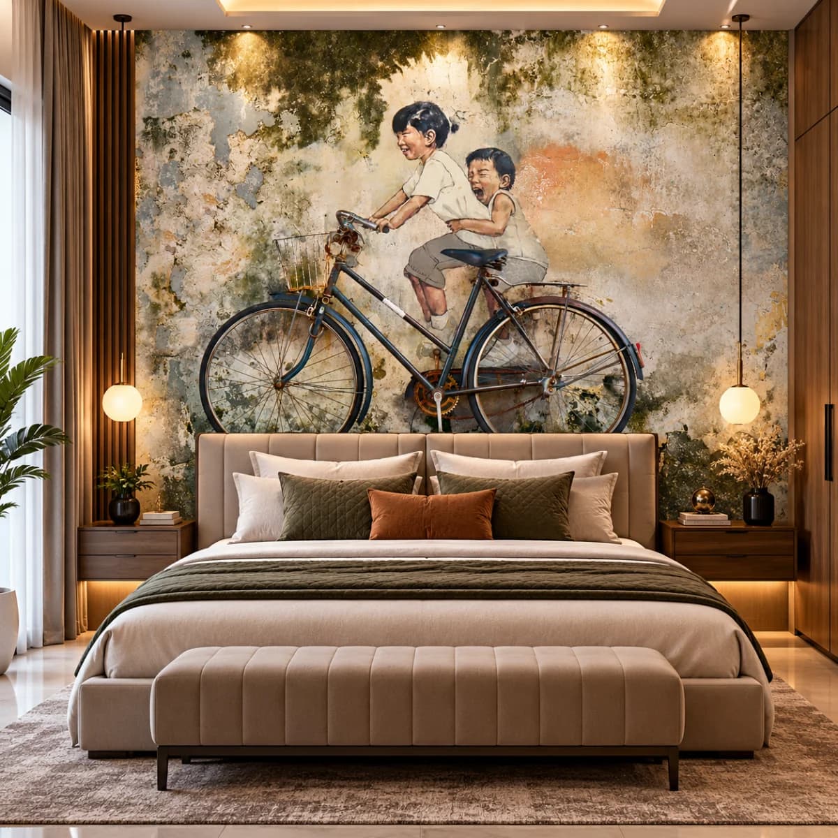Vintage Childhood Bicycle – Premium UV Printed Custom Wallpaper